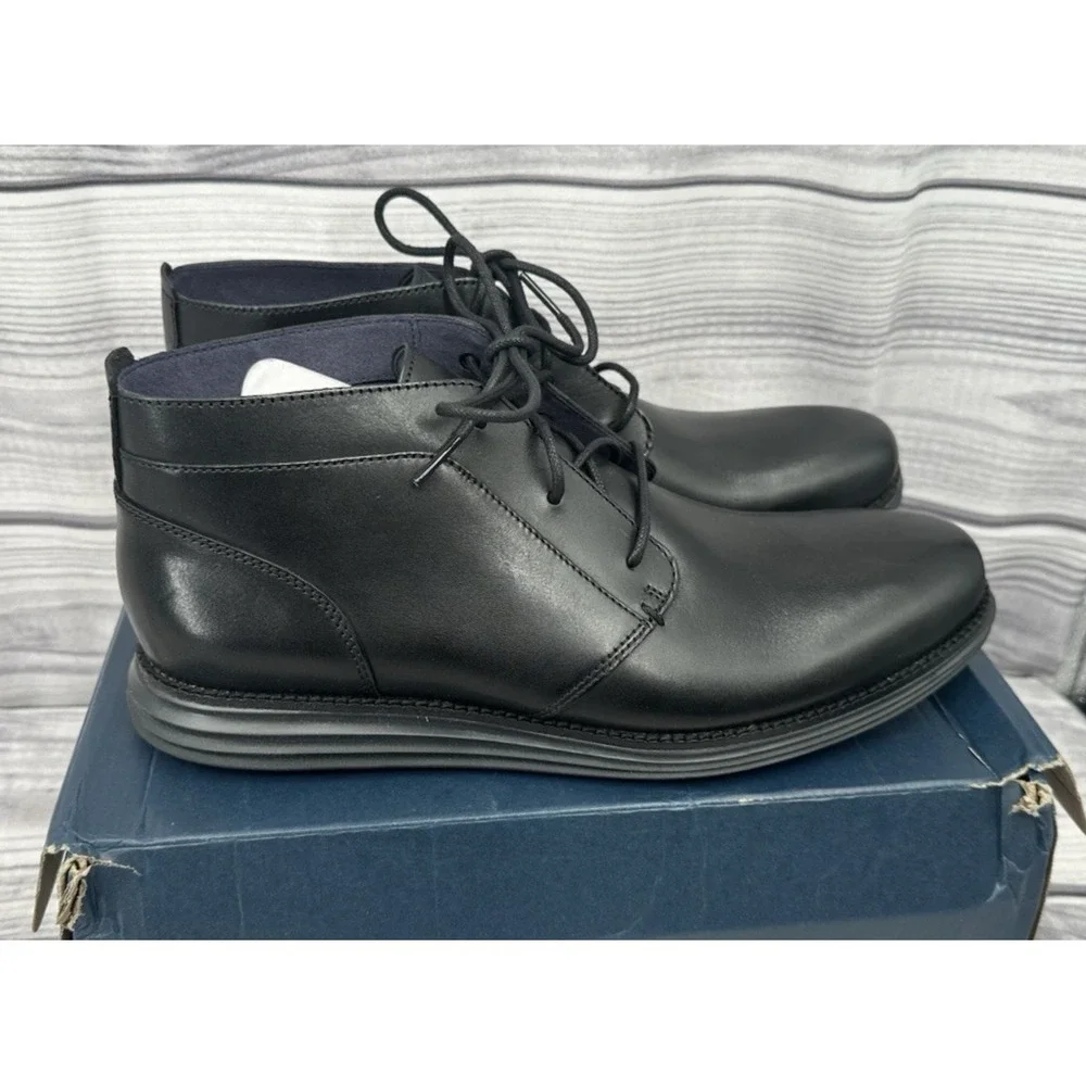 COLE HAAN ORIGINALGRAND CHUKKA  BOOTS  Men's‎ Size 11.5 M  BLACK LEATHER
